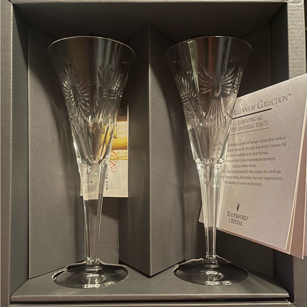 Crystal toasting flutes ( a pair)